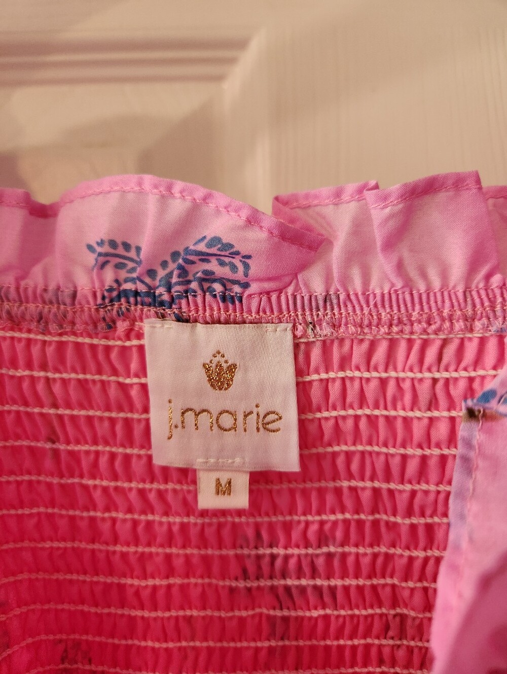 J.Marie Pink Leopard Print Ruched Ruffle Strap Top Size M - Picture 7 of 11